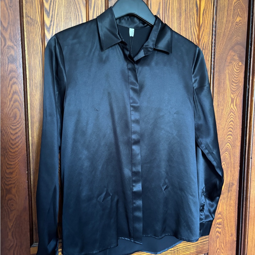 Black Button Down Shirt Classic Collar Top